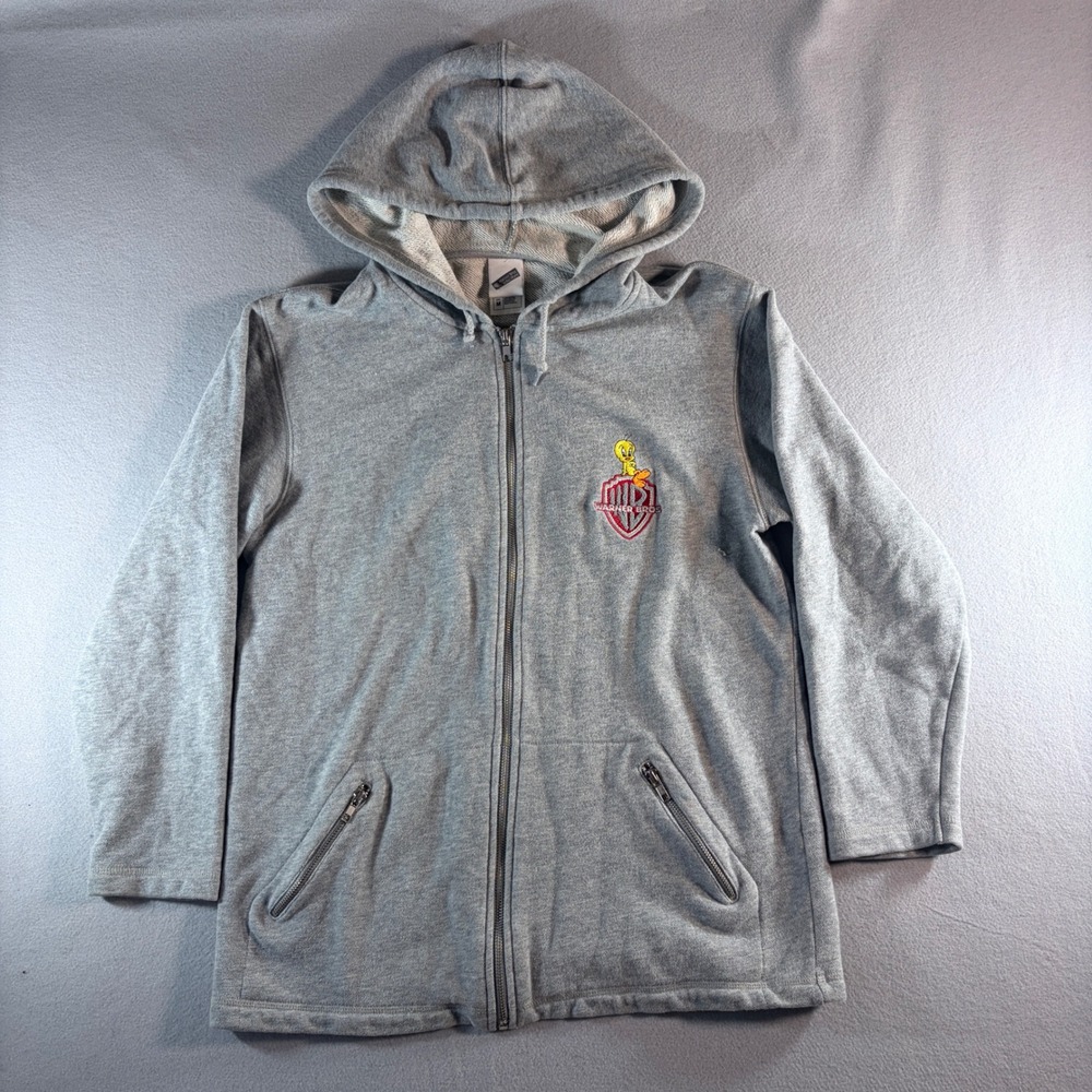 Warner Bros Studio Store Looney Tunes Embroidered Zip Hoodie Gray Womens Medium - Picture 2 of 7